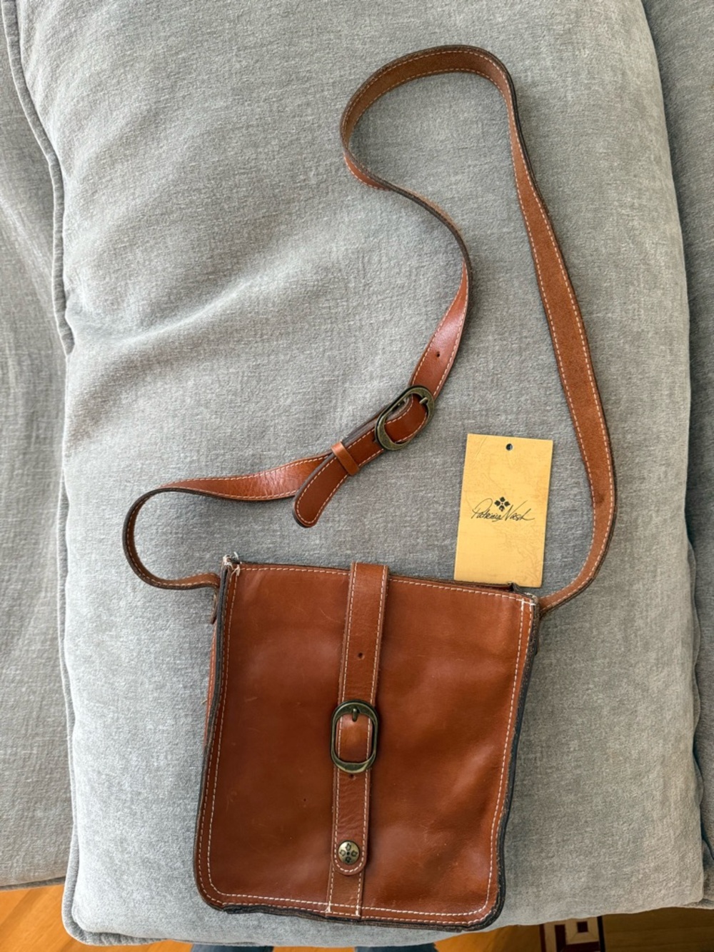 Patricia Nash Chestnut Brown Leather Messenger Crossbody